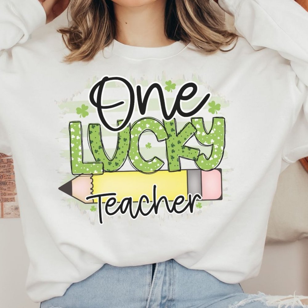 One Lucky Teacher Retro St Patrick's Day Sweatshirt Unisex Sweatshirt